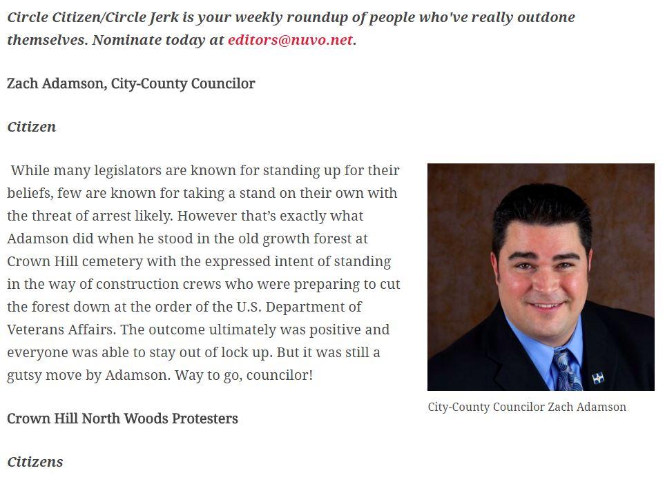 Councilor Adamson Named Circle Citizen of the Week